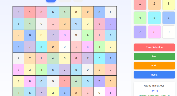 免費數獨遊戲 免費數獨遊戲